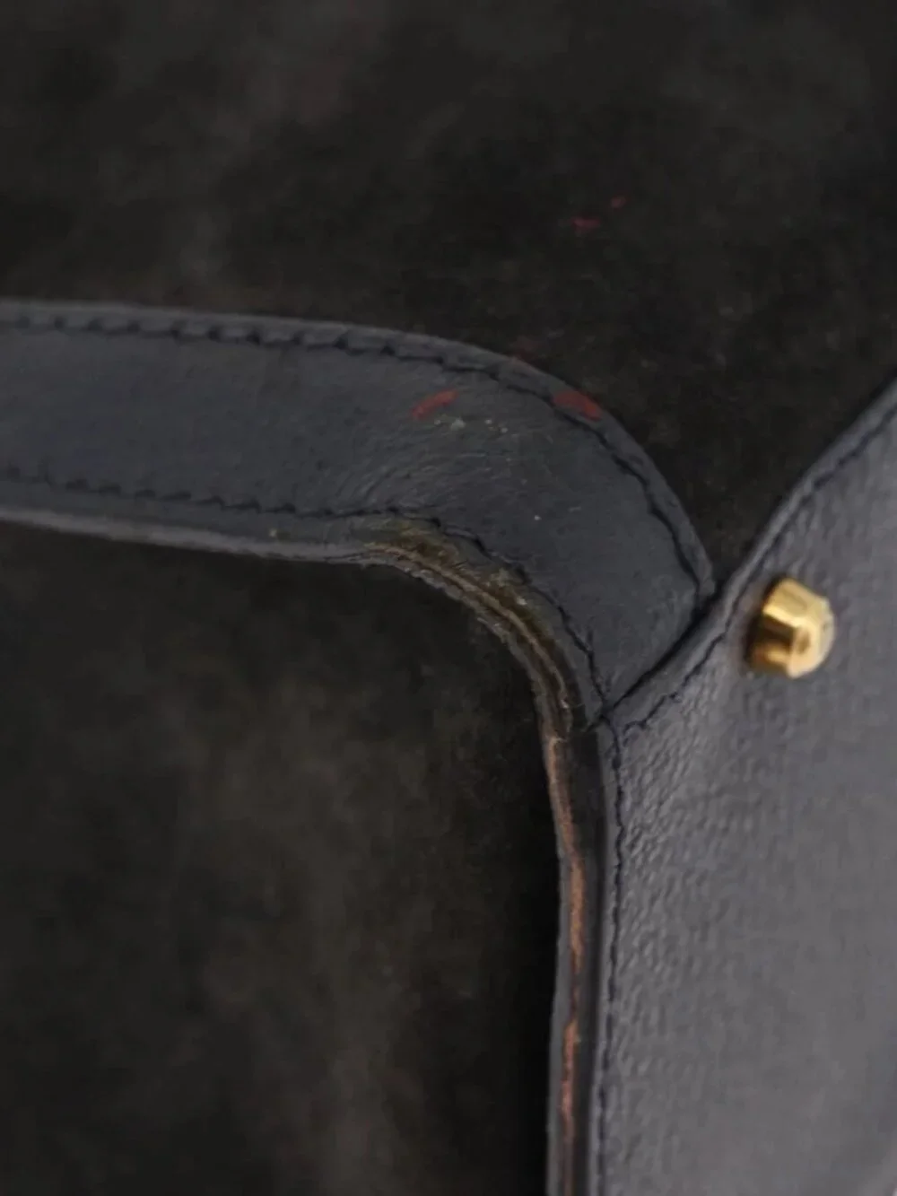 GUCCI Bamboo Tote Bag Suede Black Gold 002 2853 0260 0 Auth 183378